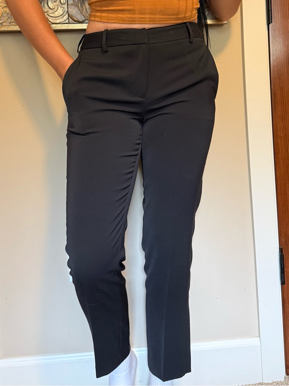 DKNY Black Slim Tailored Women's Trousers